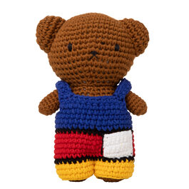 Boris crochet toy with Mondrian dungarees